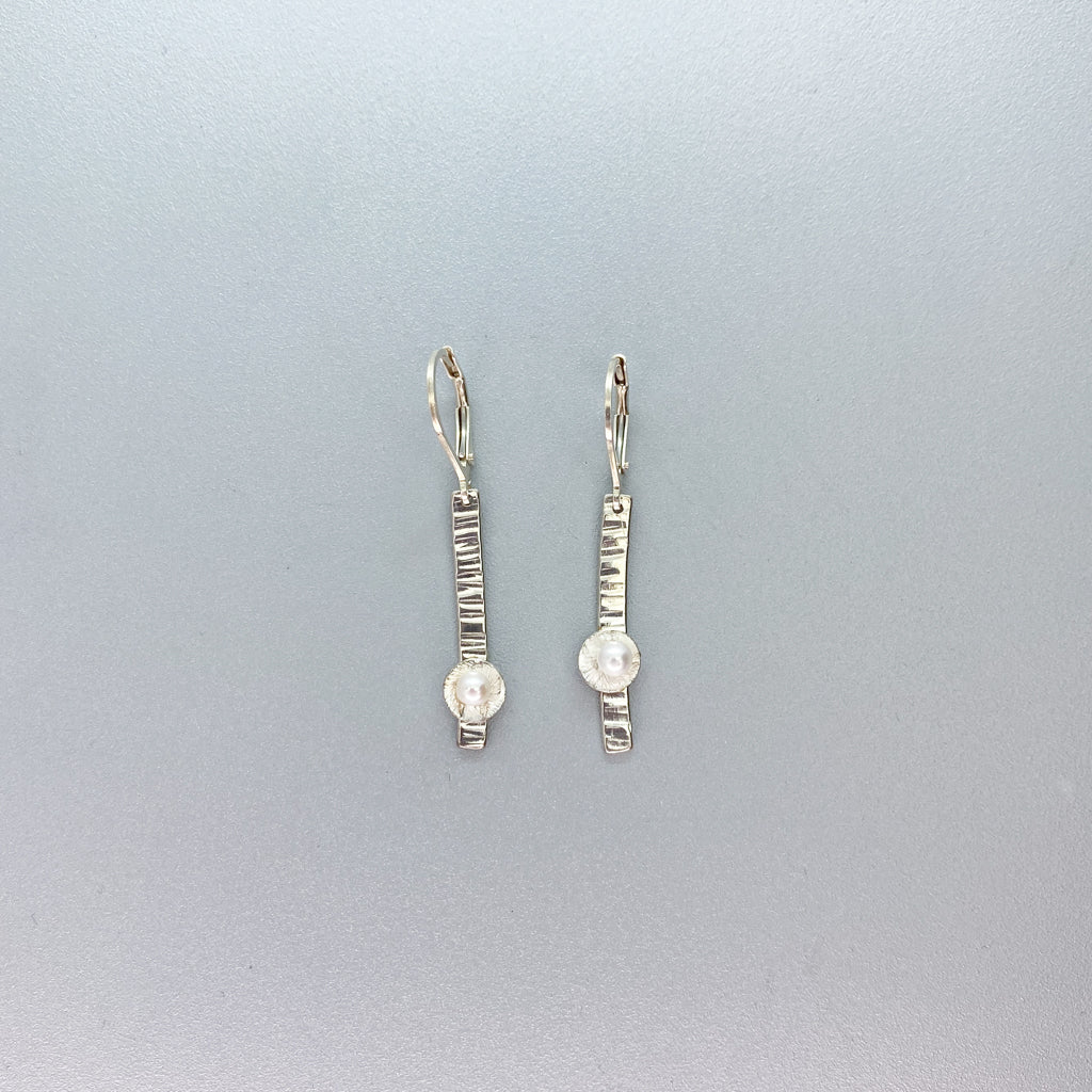 Hammered Birch Pearl Earrings