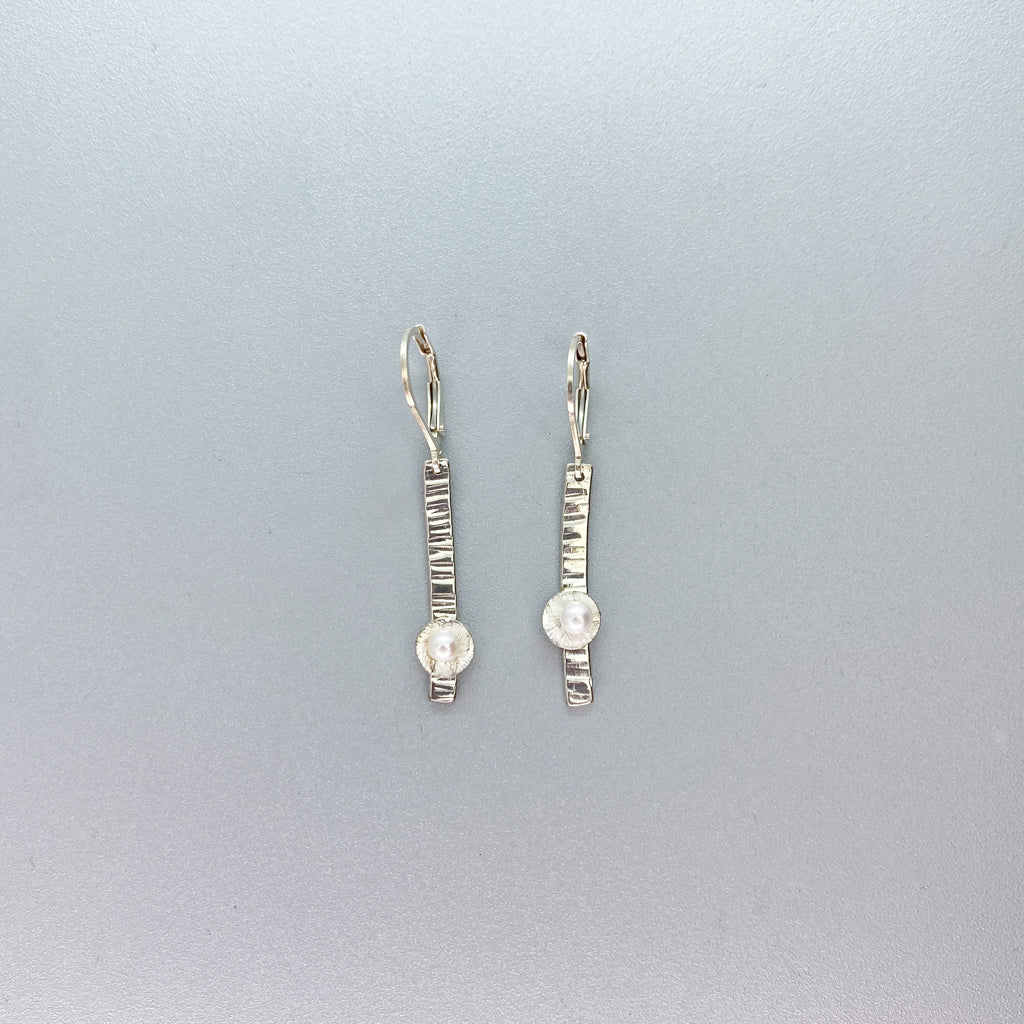 Hammered Birch Pearl Earrings