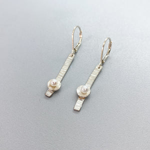 Hammered Birch Pearl Earrings