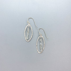 Open Hammered Leaf with Aquamarine stick Earrings