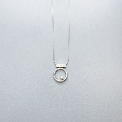 Orbit White Pearl Slider Necklace