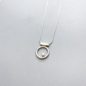 Orbit White Pearl Slider Necklace