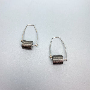 Silver Oxidized Cylindrical Earrings
