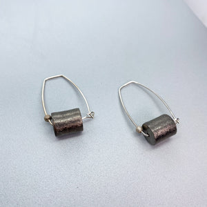 Silver Oxidized Cylindrical Earrings