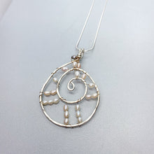 Load image into Gallery viewer, Large Dream Catcher Woven Pearl Scroll Necklace