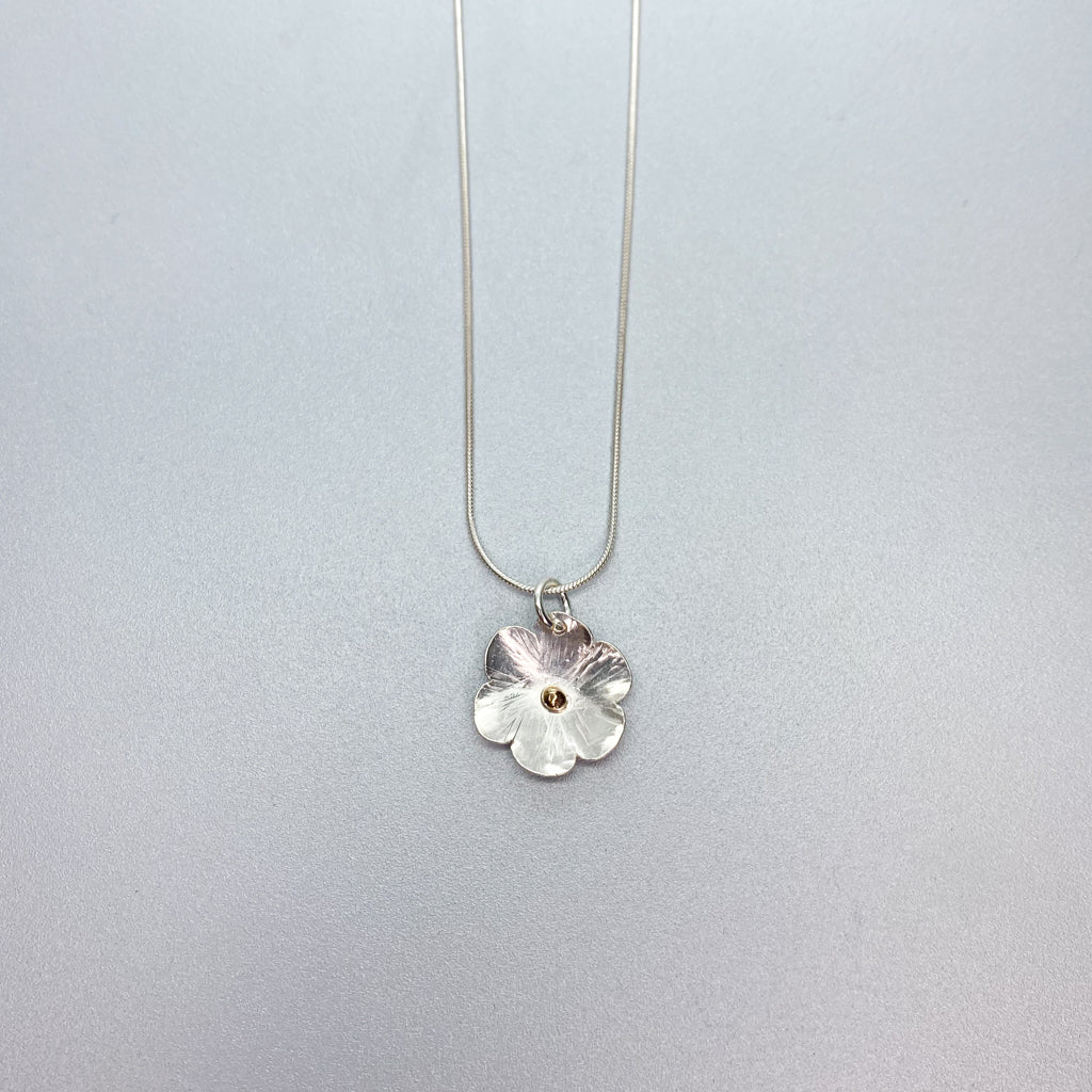 Petite Hammered Flower Necklace