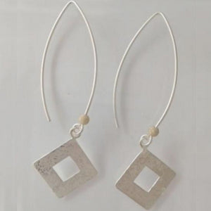 Scribble Square Diamond Long Dangle Earrings