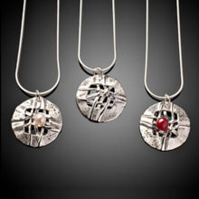 Load image into Gallery viewer, Woven Small Round Disc with Pearl Necklace