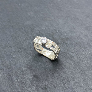 Skinny Woven Basket Ring with CZ