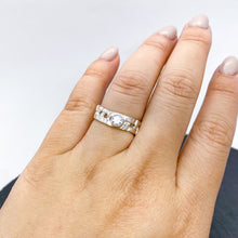 Load image into Gallery viewer, Skinny Woven Basket Ring with CZ