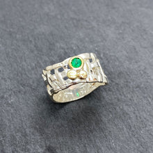 Load image into Gallery viewer, Woven Basket Emerald Bezel Ring