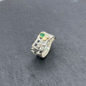 Woven Basket Emerald Bezel Ring