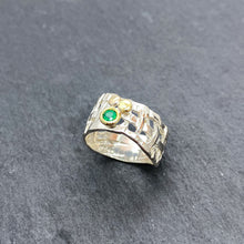 Load image into Gallery viewer, Woven Basket Emerald Bezel Ring