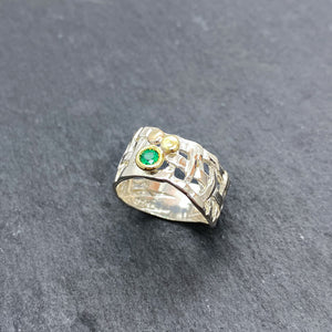 Woven Basket Emerald Bezel Ring