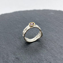 Load image into Gallery viewer, Skinny Woven Basket Garnet Bezel Ring