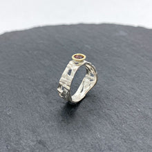 Load image into Gallery viewer, Skinny Woven Basket Garnet Bezel Ring