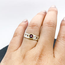 Load image into Gallery viewer, Skinny Woven Basket Garnet Bezel Ring