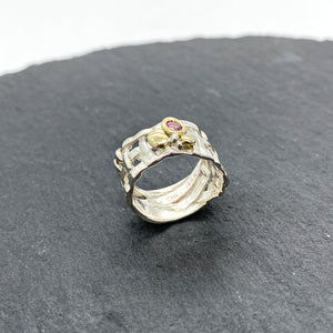 Woven Basket Pebble Pink Tourmaline Ring