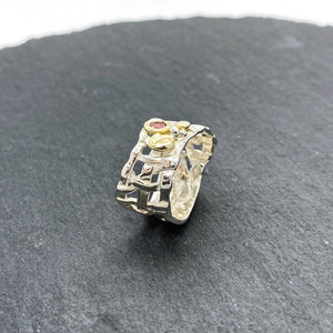 Woven Basket Pebble Pink Tourmaline Ring