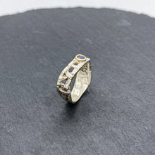 Load image into Gallery viewer, Skinny Woven Basket Blue Sapphire Bezel Ring