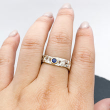 Load image into Gallery viewer, Skinny Woven Basket Blue Sapphire Bezel Ring
