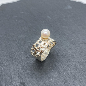 Woven Basket Pearl Ring