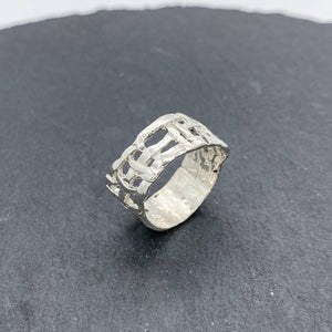 Woven Basket Silver Ring